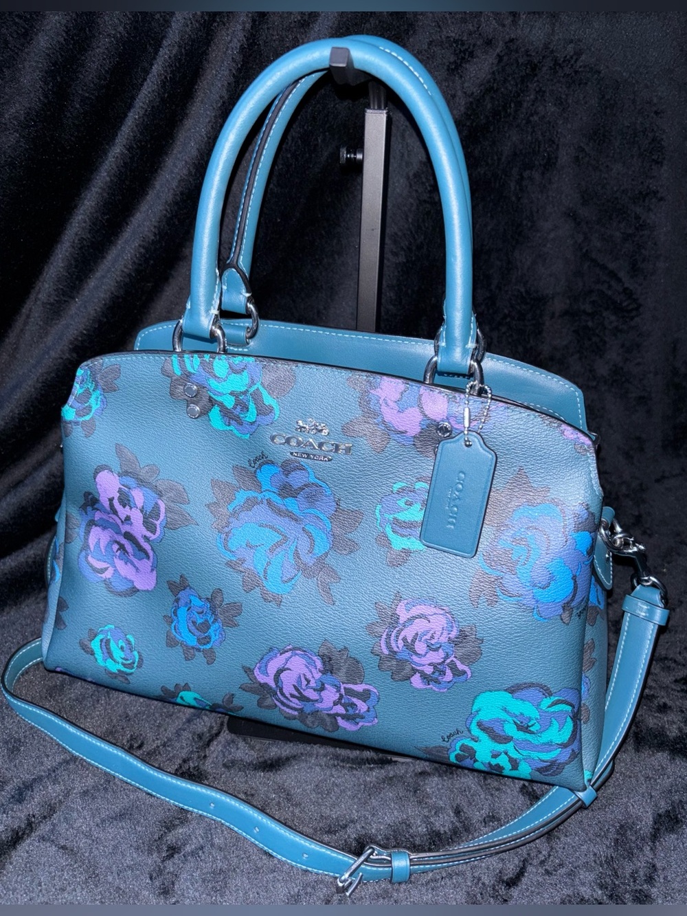 Coach Lillie Carryall Jumbo Floral Print CE583 Deep Turquoise